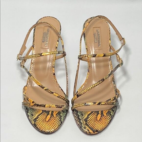 Aquazzura Carolyne Snakeskin Strappy Sandals size 36.5 - Picture 5 of 12
